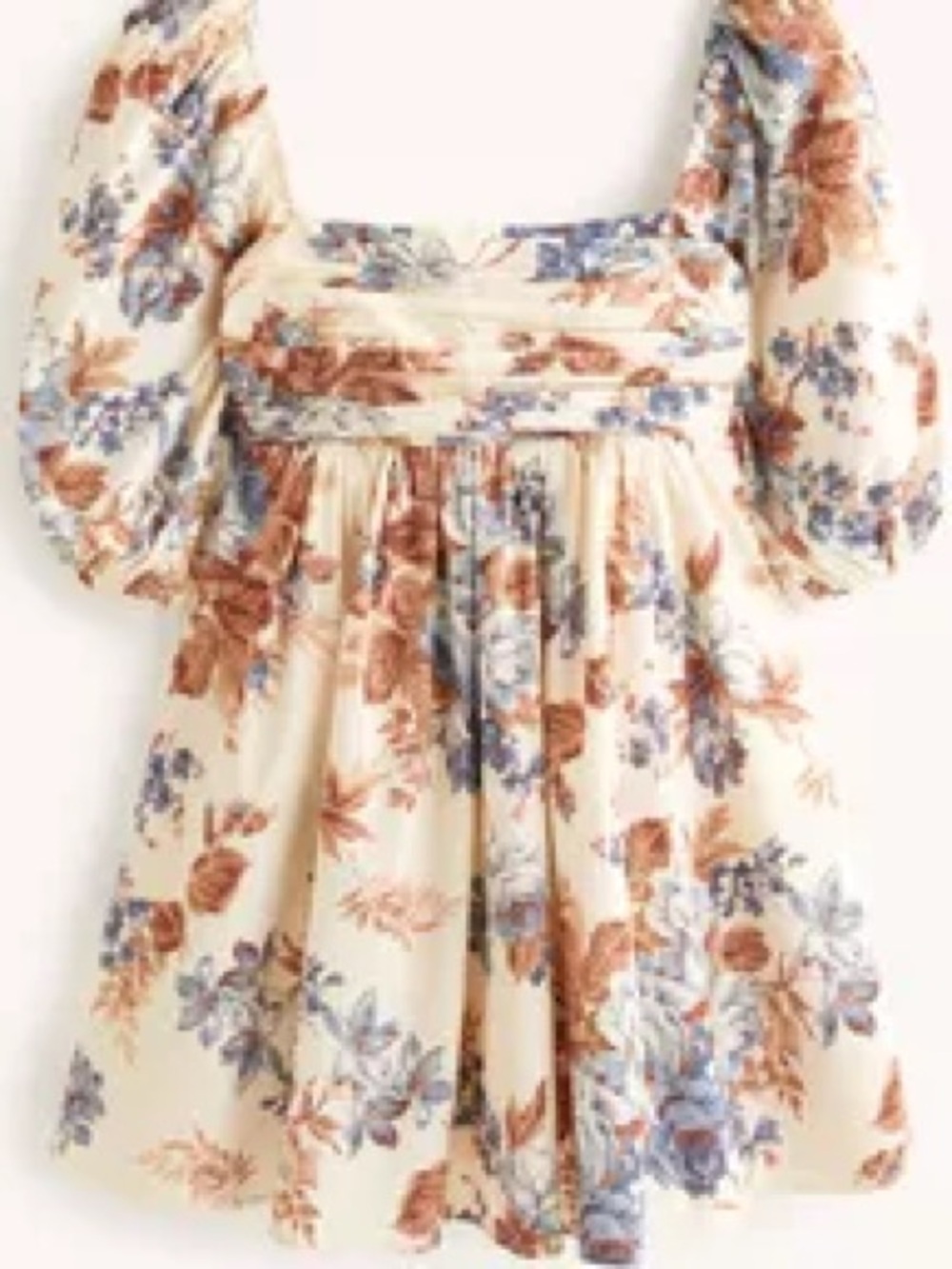 New Abercrombie & Fitch Emerson Cream Floral Square-Neck Puff Sleeve Dress (121) - Picture 2 of 8